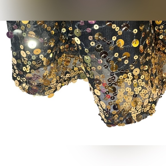 Potter's Pot Strapless Black Dress Gold Sequins Size M - Picture 2 of 11